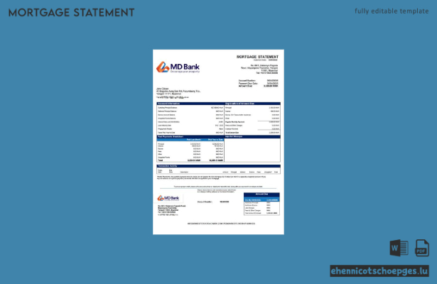 Myanmar MD Bank Hypothekenabrechnung Word- und PDF-Beispielvorschau